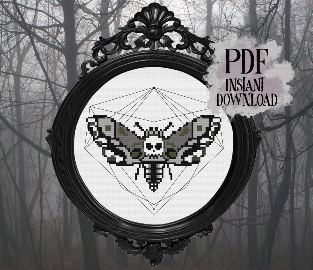 Death Moth Cross Stitch Pattern, PDF, Crochet, Needlepoint, Embroidery ...
