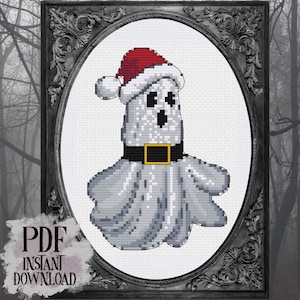 Ghost of Santa Cross Stitch Pattern, PDF, Crochet, Needlepoint, Embroidery