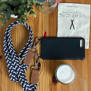 Chaîne de téléphone portable avec mousqueton et patch pour accrocher / bandoulière pour téléphone / made in France