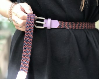 Ceinture tressée élastique femme, cuir véritable, taille unique, fabrication française