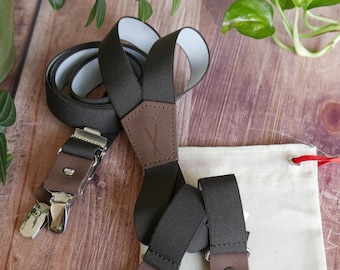 Mens Elastics Suspenders - Wedding Suspenders - Groomsmen Suspenders - Ring Bearer Outfit - Gift For Him - Made in France