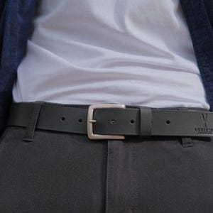 Ceinture en cuir pour homme - Ceinture en cuir cognac - Cadeau pour lui - Ceinture avec boucles - Écologique - Fabriqué en France.