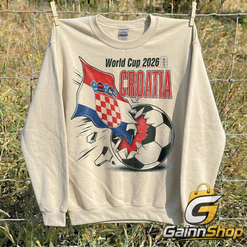 Retro Croatia Soccer World Comfort Colors Shirt, 90s Soccer Team World Graphic Tee image 5