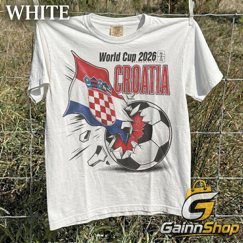 Retro Croatia Soccer World Comfort Colors Shirt, 90s Soccer Team World Graphic Tee image 1