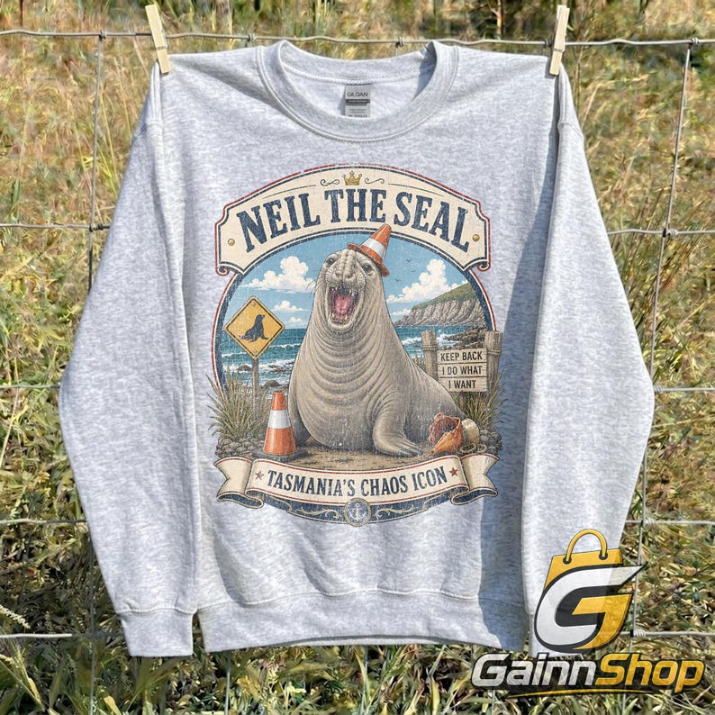 Neil The Seal Shirt, Tasmania Chaos Icon Elephant Seal T-Shirt, Funny Animal Meme Shirt, Vintage Graphic Tee, Comfort Colors tee image 6