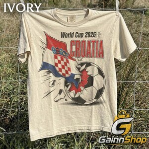Retro Croatia Soccer World Comfort Colors Shirt, 90s Soccer Team World Graphic Tee image 2