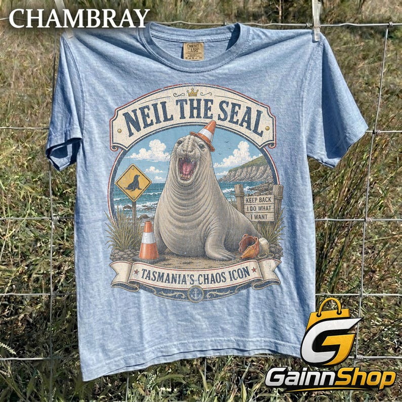 Neil The Seal Shirt, Tasmania Chaos Icon Elephant Seal T-Shirt, Funny Animal Meme Shirt, Vintage Graphic Tee, Comfort Colors tee image 2