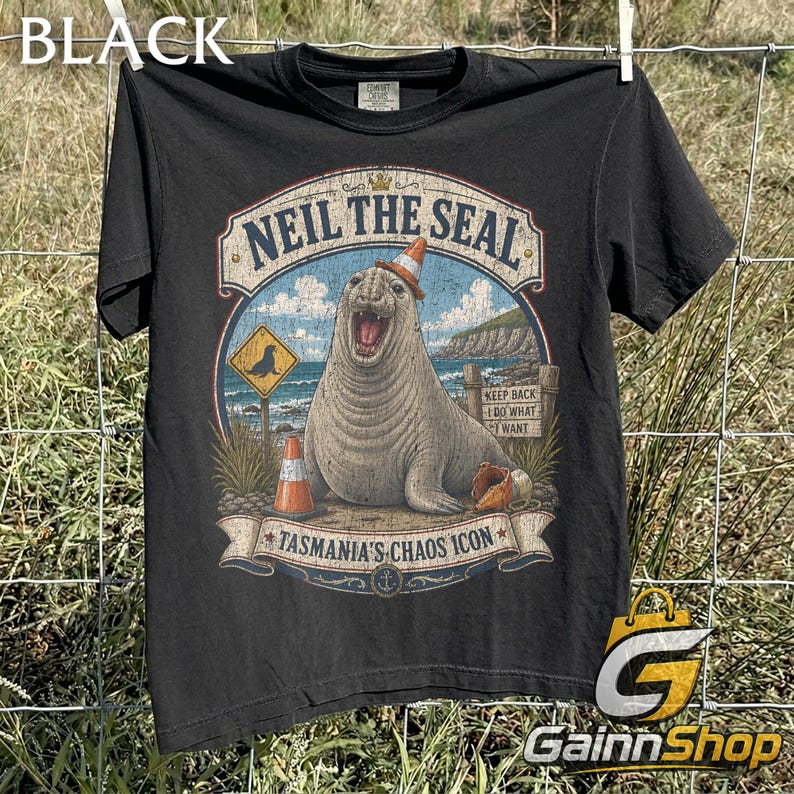 Neil The Seal Shirt, Tasmania Chaos Icon Elephant Seal T-Shirt, Funny Animal Meme Shirt, Vintage Graphic Tee, Comfort Colors tee image 4