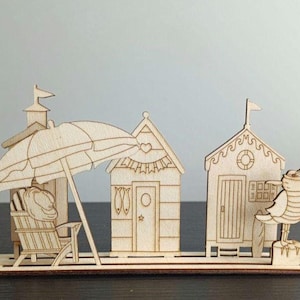 Build your summer town - Original Craft Set - Wooden Houses Shapes for painting - Inspired by Authentic European architecture