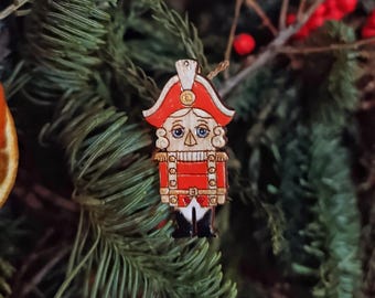 Handmade Wooden Nutcracker Brooch Pin Eco-Friendly Christmas Gift Christmas New Year Accessory