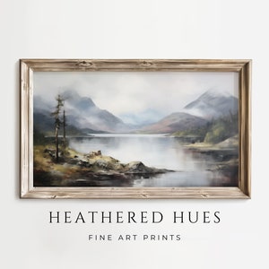 Scotland Highland Loch Vintage Painting For Farmhouse Wall Art Scottish Mountain Print Landscape Art Oil Painting For Living Room Art Print