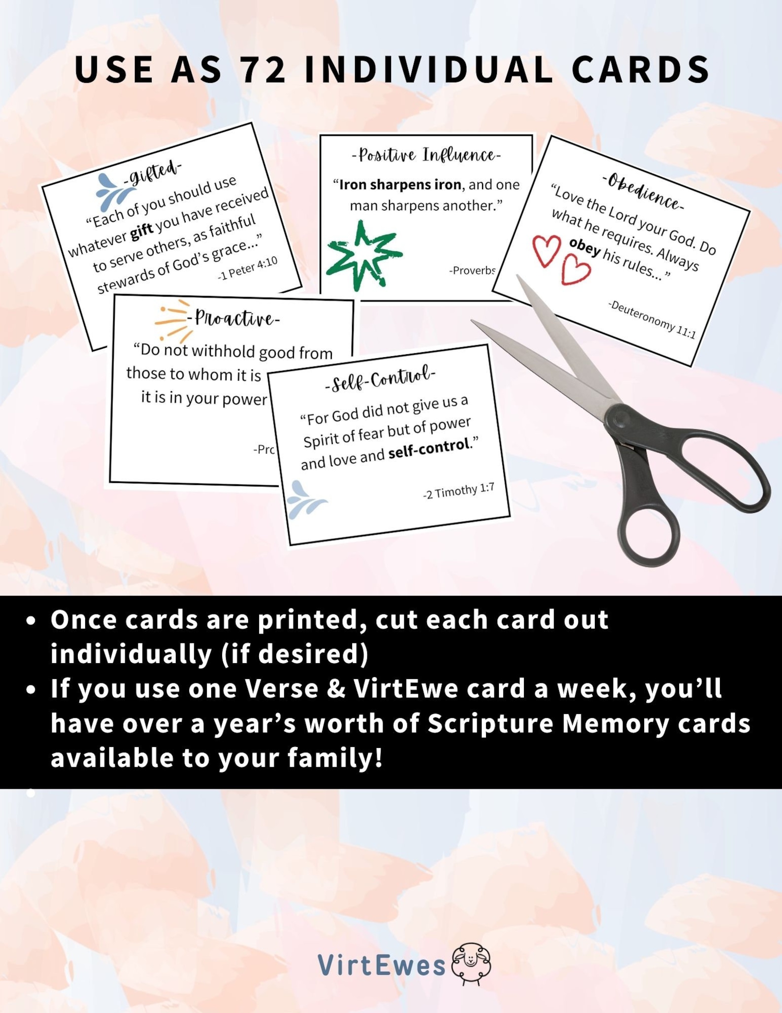 Scripture Memory Cards for Kids / Character Development / Verse ...