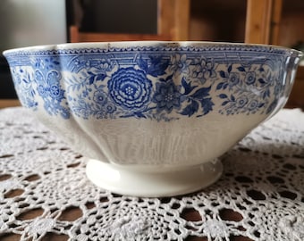 Vintage - Villeroy und Boch  blue Burgenland  - Fußschüssel groß - Salatschüssel - 30er Jahre