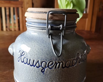 vintage Steinzeug Topf - Marzi Remy - Vorratstopf - 1Liter - blau grau - Salzglasur - Rarität! - Unbenutzt