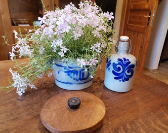 Bottiglia in gres con tappo oscillante - bottiglia - coperchio in porcellana - ceramica Schilz - vaso per la conservazione - vaso con coperchio - smalto al sale - grigio blu