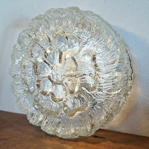 schwere Kristallglas Eisglas Deckenleuchte - Wandlampe mid century modern - Wandleuchte Strukturglas Blume - Germany 50er / 60er
