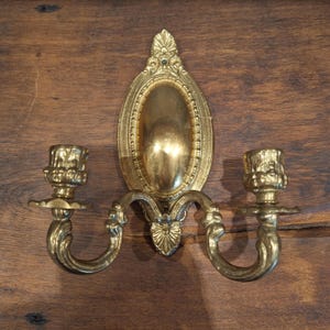 Bougeoir mural vintage en laiton et bronze - Blaker - ancienne applique - bougeoir mural - style antique - rococo - ornements - milieu du siècle