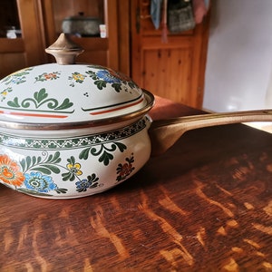 Set di 2 pentole da cucina vintage smaltate pentole per arrosti pentole Fissler serie Asta Old Amsterdam Villeroy e Boch immagine 6