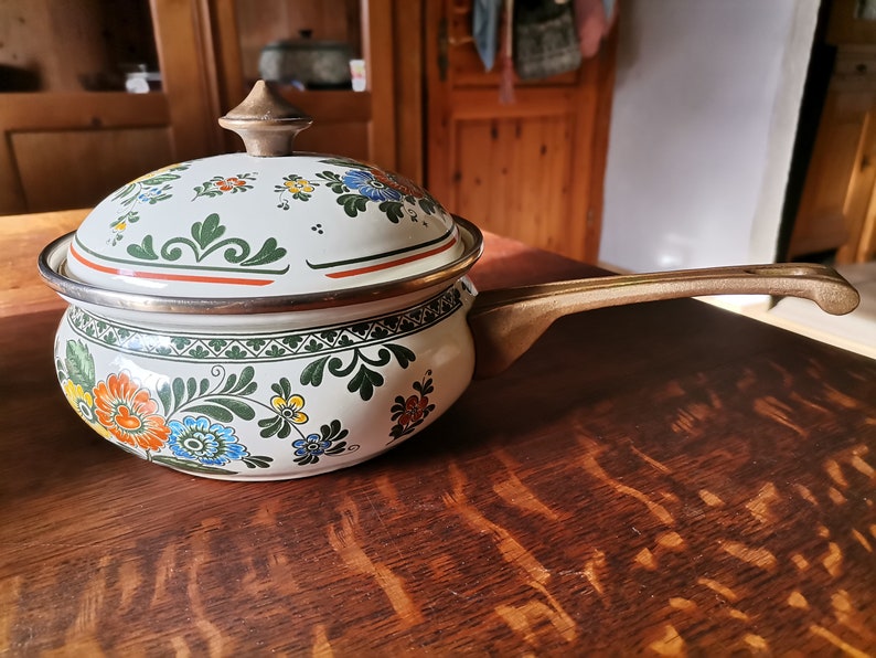 Set di 2 pentole da cucina vintage smaltate pentole per arrosti pentole Fissler serie Asta Old Amsterdam Villeroy e Boch immagine 6