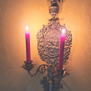 majestic Victorian brass wall candle holder - two-armed - tealight holder - antique wall sconce candelabra - old wall lamp