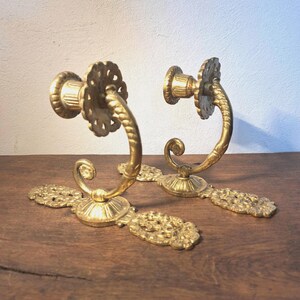 Paar antike Kerzenständer Wand - viktorianischer Wandkerzenhalter Bronze vergoldet - alter Kerzenhalter verziert gold - Wandleuchte um 1890