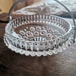 Crystal bowl - glass bowl with flowers - pearl rim - Walther Glas - 70s - vintage