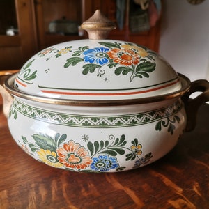 Set di 2 pentole da cucina vintage smaltate pentole per arrosti pentole Fissler serie Asta Old Amsterdam Villeroy e Boch immagine 2