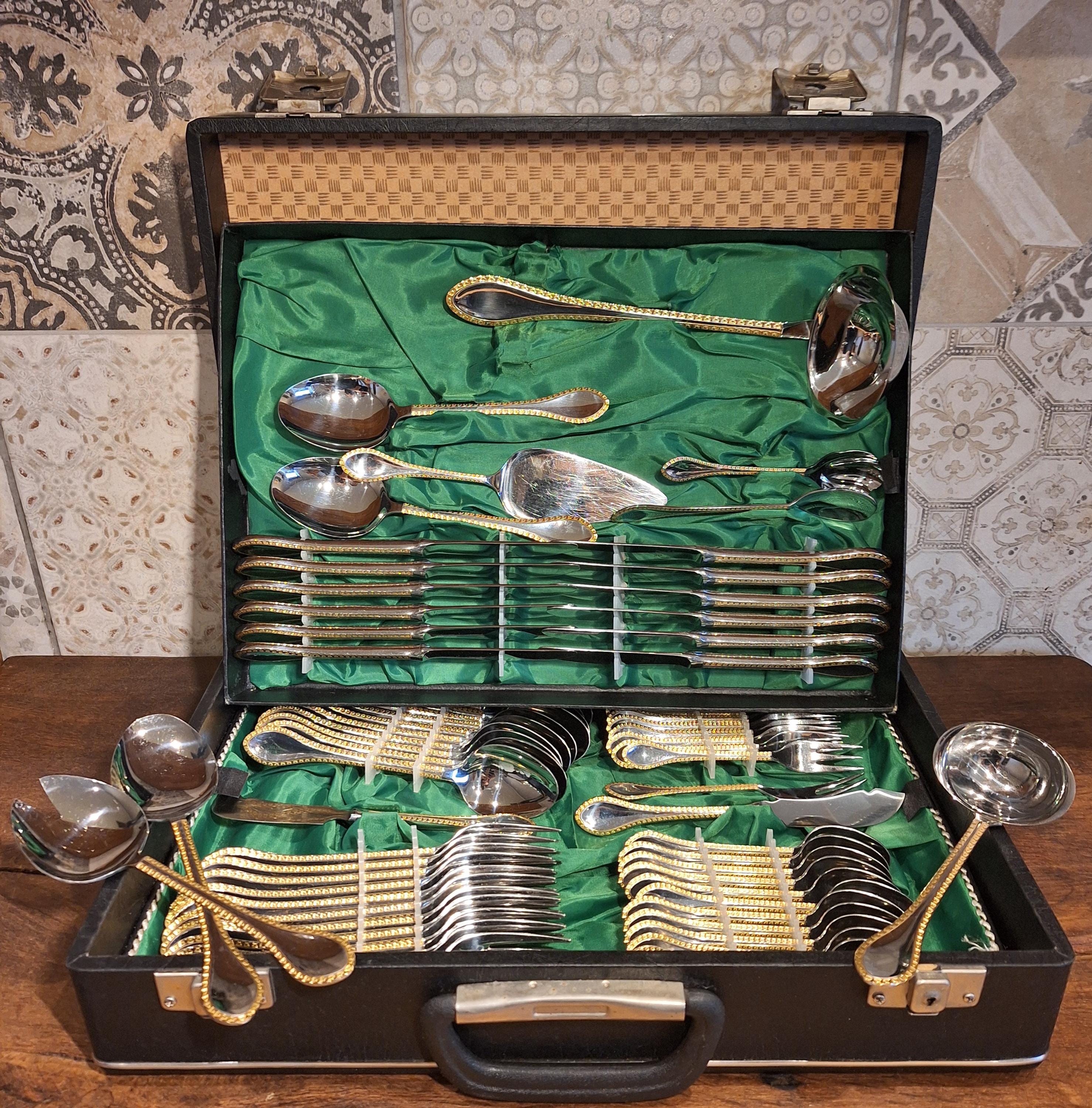 Vintage Solingen 18/10 Stainless Steel Cutlery With Gold Decor