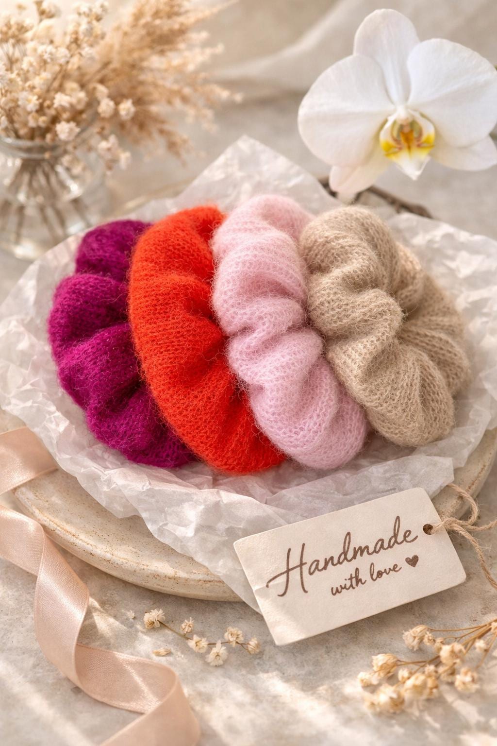 NEW Rue Sloane London Chou Super Scrunchie Cream Oversized Statement Hair Tie Sheer Honeycomb Scrunchie: Oversized, Plant-Based & Plastic  main image 4
