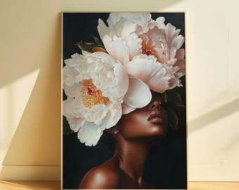 Black Girl Art, Floral Art, Woman Print, Fashion Posters, African American Prints, Modern African Art, Black Culture Art, Printable Art, 70