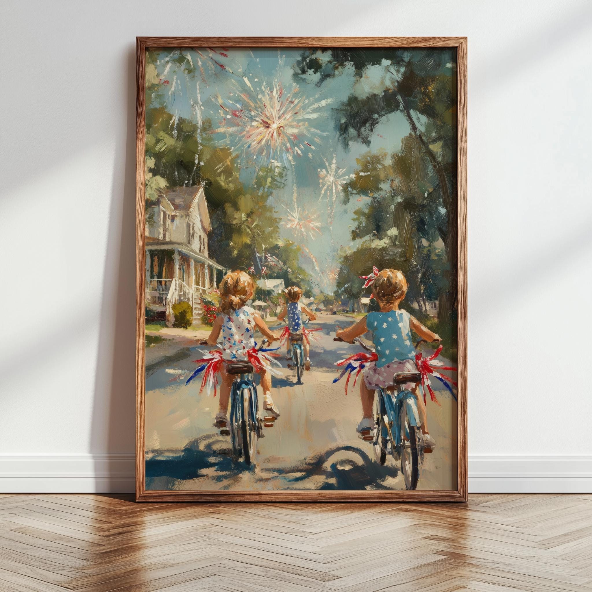 Vintage 4th of July Wall Art, American Flag Print, Vintage Painting ...