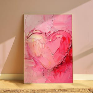 Girly Pink Wall Art, Textured Wall Art, Heart Print, Abstract Wall Art, Minimalist Wall Art, Pink Dopamine Decor, Printable Art, 27