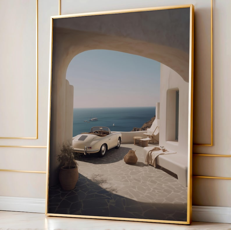 Porsche Wandkunst, Porsche Poster, Porsche 911 Poster, Küsten Wandkunst, Auto Dekor, Vintage Poster, Auto Poster, Geschenke für Ihn, druckbare Kunst Bild 2