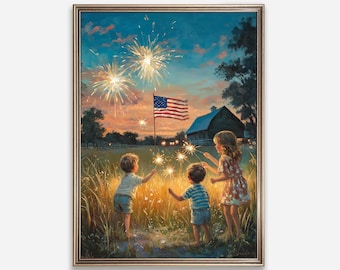 独立記念日のウォールアート、愛国的なウォールアート、家族画、アメリカ国旗プリント、独立記念日プリント、独立記念日の装飾、印刷可能なアート 354