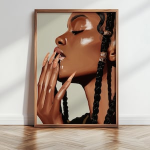 Black Art Print, Black Woman Art, African American Portrait, Black Wall Art, Modern Afrocentric Decor, Black Girl Poster, Printable Art, 221