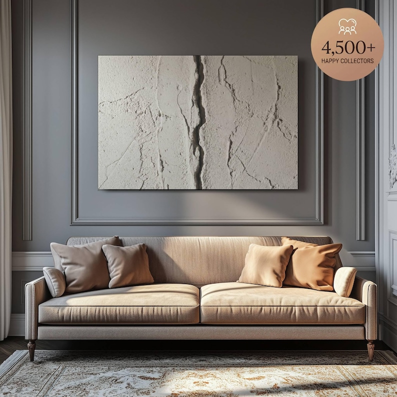 Neo Wabi Sabi Textured Canvas Wall Art, Beige Plaster Crack Abstract ...