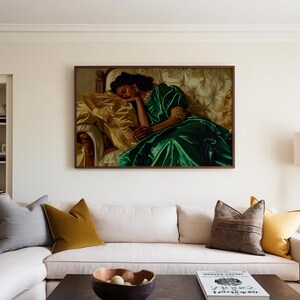 Black Woman Sleeping Print, Black Woman Art, African American Print, Luxury Poster ,African Art, Vintage Oil Painting, Afrocentric Decor image 9