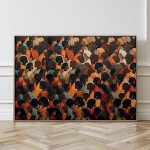 Crowd of Women Art Print | Earth Tones Sisterhood Wall Decor | Black Women Gallery Poster | Empowered Female Art | Modern Abstract Painting