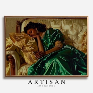 Black Woman Sleeping Print, Black Woman Art, African American Print, Luxury Poster ,African Art, Vintage Oil Painting, Afrocentric Decor image 8