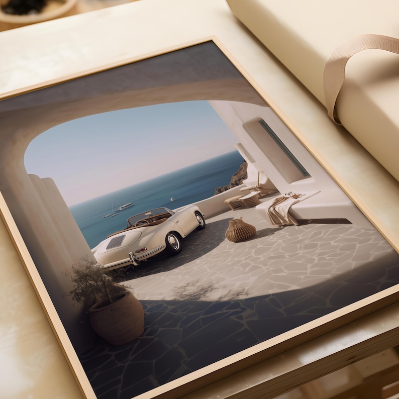 Porsche Wandkunst, Porsche Poster, Porsche 911 Poster, Küsten Wandkunst, Auto Dekor, Vintage Poster, Auto Poster, Geschenke für Ihn, druckbare Kunst Bild 3
