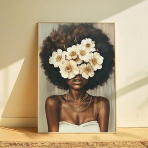 Black Woman Art, Floral Art, Abstract Art, African Art, African American Prints, Feminine Aesthetic Decor, Abstract Painting, Printable Art