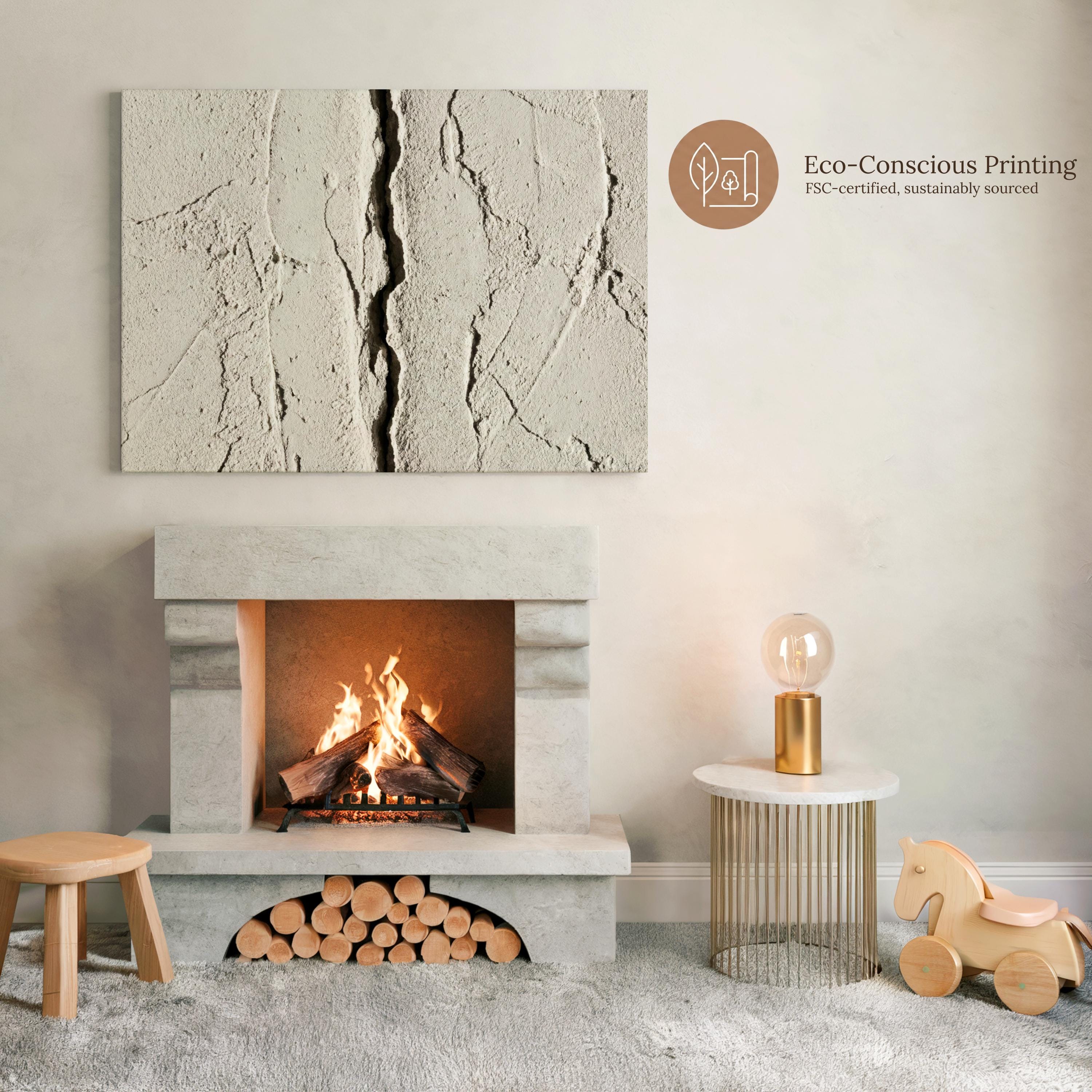 Neo Wabi Sabi Textured Canvas Wall Art, Beige Plaster Crack Abstract ...