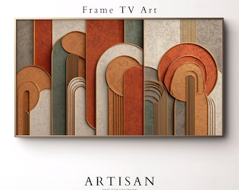 Terracotta Geometric Art for Samsung Frame TV: Abstract Mid Century Painting (Digital Download)