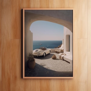 Porsche Wandkunst, Porsche Poster, Porsche 911 Poster, Küsten Wandkunst, Auto Dekor, Vintage Poster, Auto Poster, Geschenke für Ihn, druckbare Kunst Bild 5