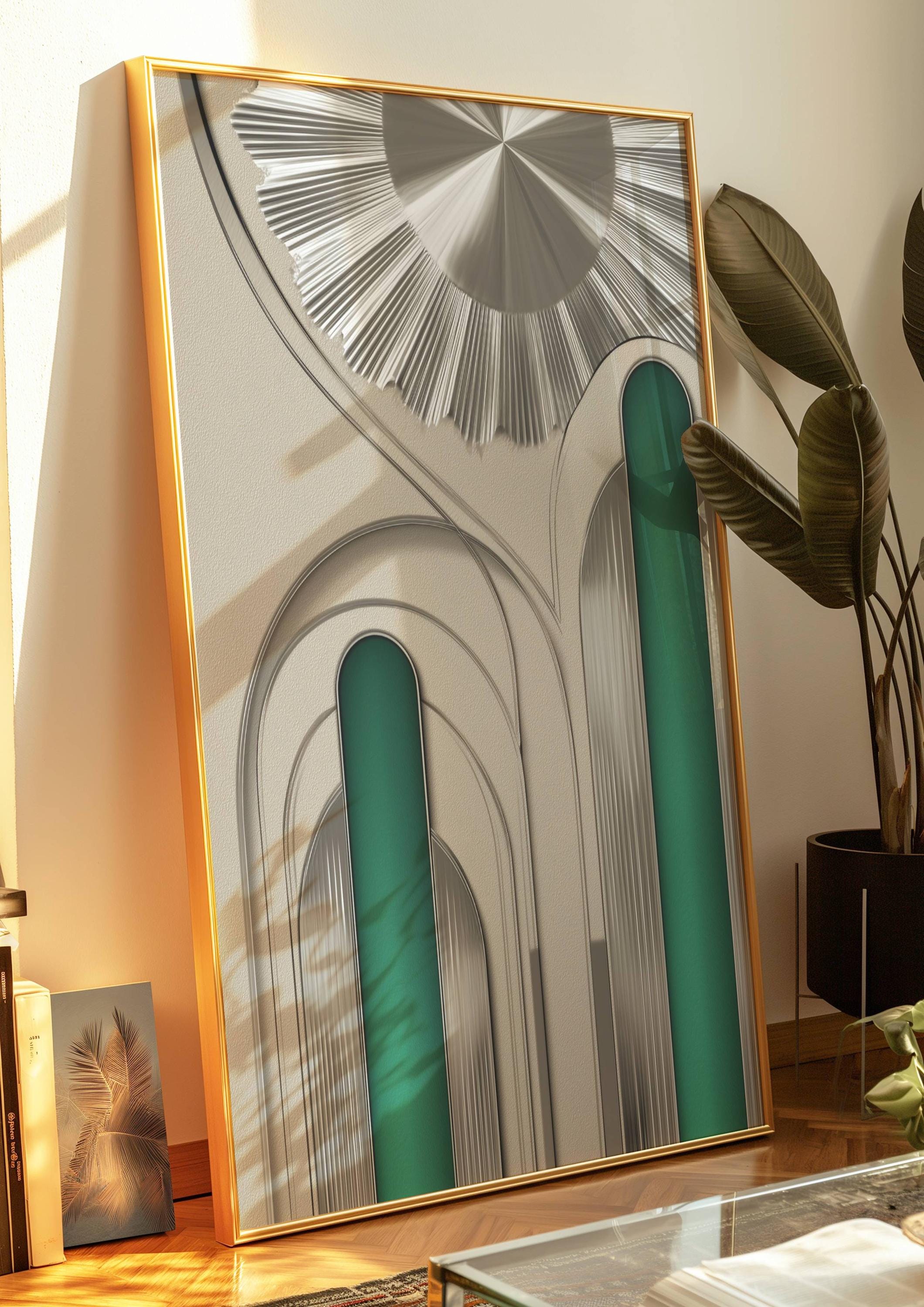 Neo Deco Chrome Wall Art, 2026 Art Deco Revival, Silver and