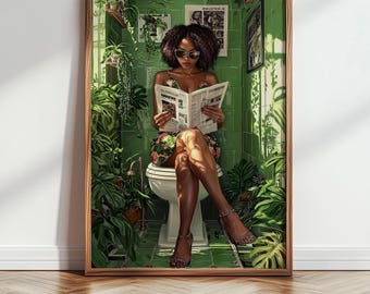 Black Woman Art, Bathroom Wall Art, Black Art Prints, African American Print, Black Art, Black Wall Art, Maximalist Decor, Printable Art 304