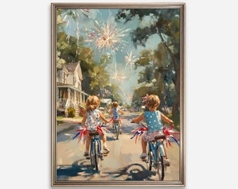 Vintage 4th of July Wall Art, American Flag Print, Vintage Painting, Patriotic Independence Day Print, 4th of July Decor, Digital Art 352
