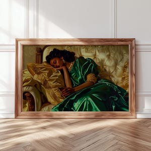 Black Woman Sleeping Print, Black Woman Art, African American Print, Luxury Poster ,African Art, Vintage Oil Painting, Afrocentric Decor image 1