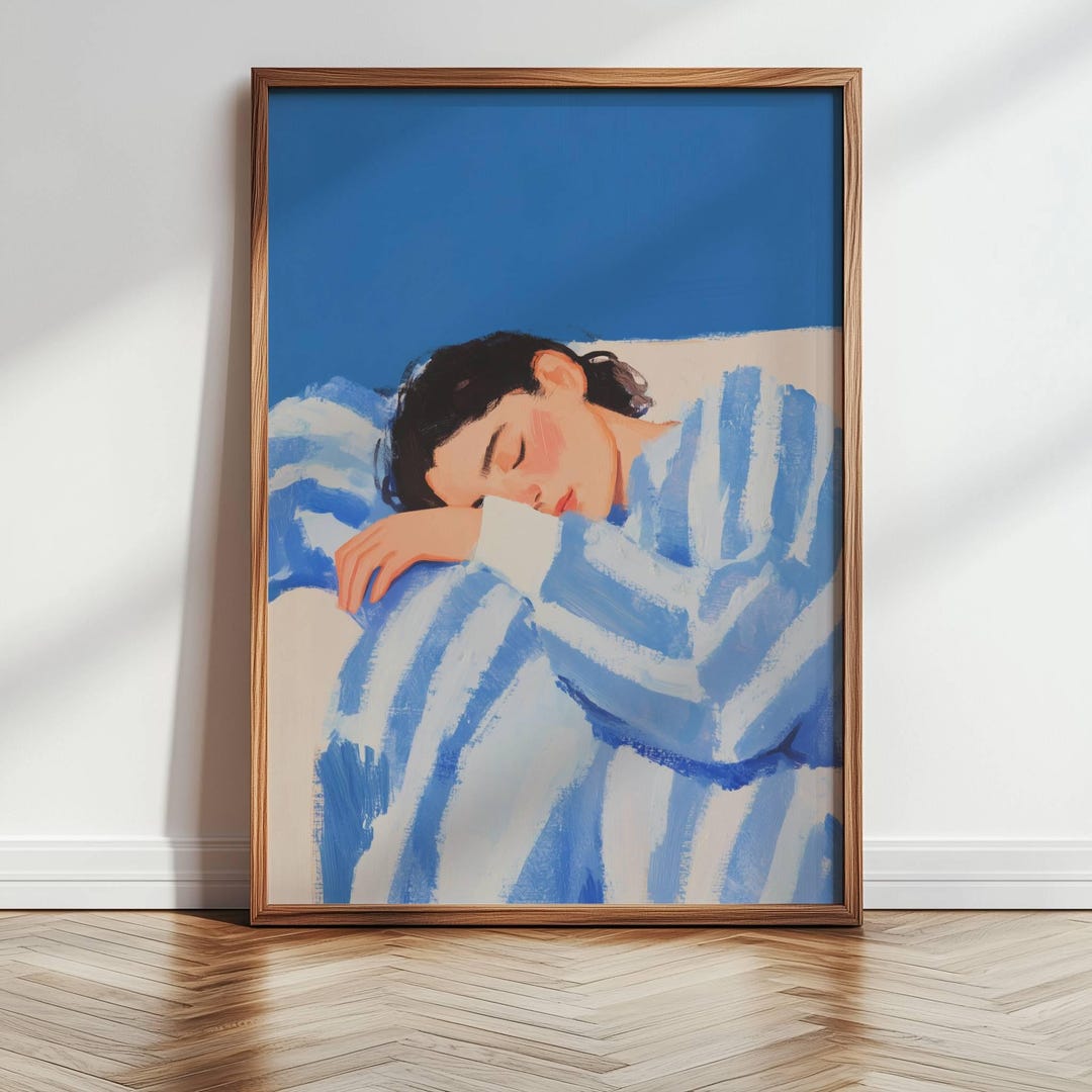 Blue Abstract Woman Art Print: Japandi Style (digital Download) - Etsy