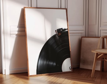 Retro Vinyl Record Poster, Music Poster, Record Player Art, Black and White Art, Music Lover Gift, Minimalist Art, Apartment Decor